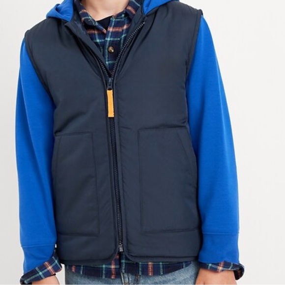 Old Navy Other - Old Navy Navy Puffer Vest with Bright Blue Hoodie
